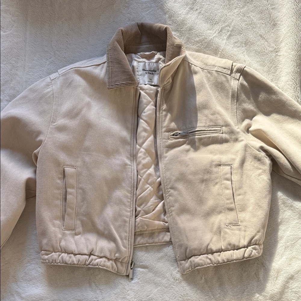 Abercrombie & Fitch Tan Jacket with Corduroy Collar